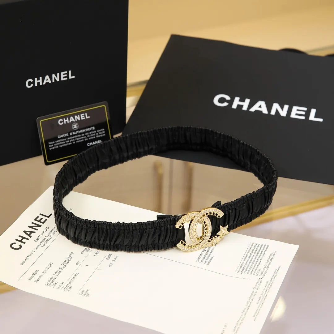 Chanel Black Ruched Choker Belt
