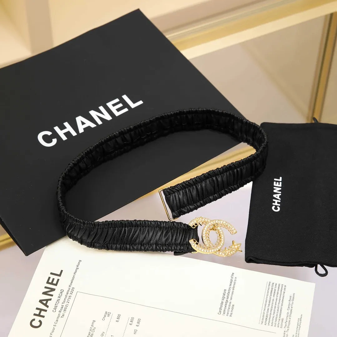 Chanel Black Ruched Choker Belt - Hình 2