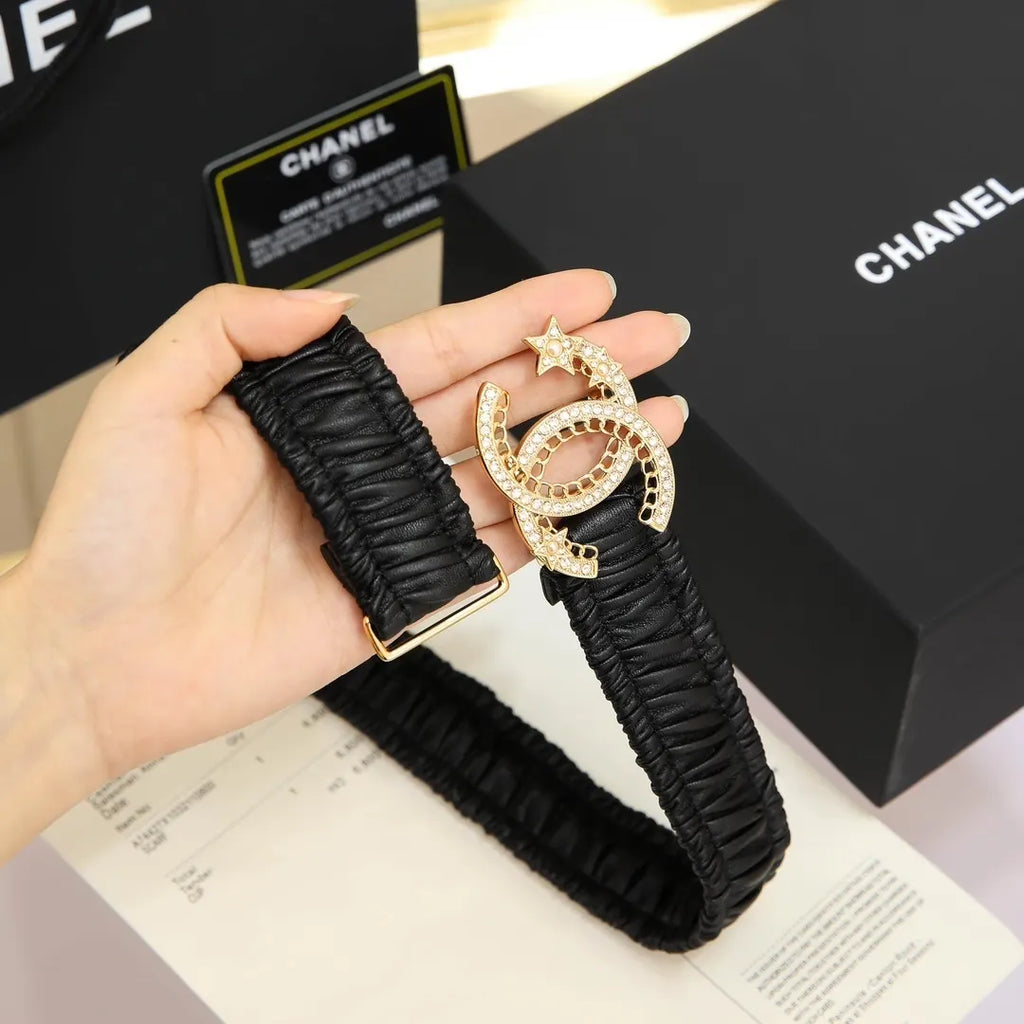 Chanel Black Ruched Choker Belt - Hình 5