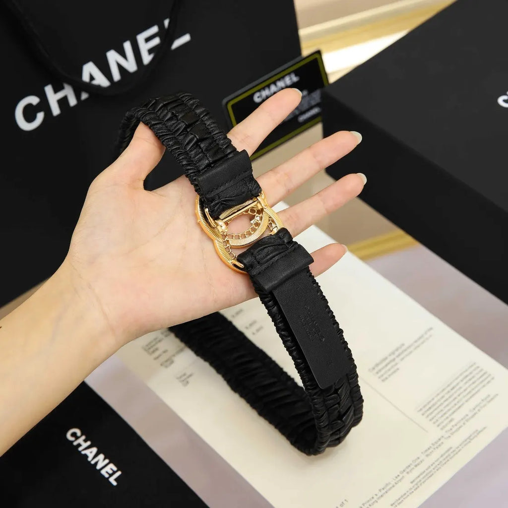 Chanel Black Ruched Choker Belt - Hình 6