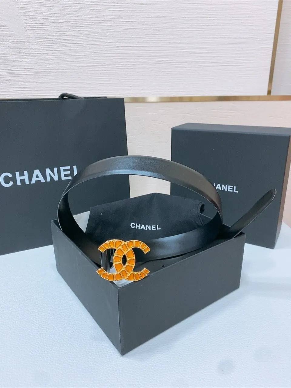 Chanel Orange Enamel Belt - Hình 2