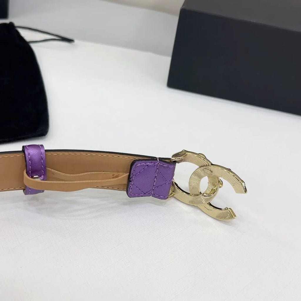 Chanel Purple Quilted Leather Belt - Hình 8