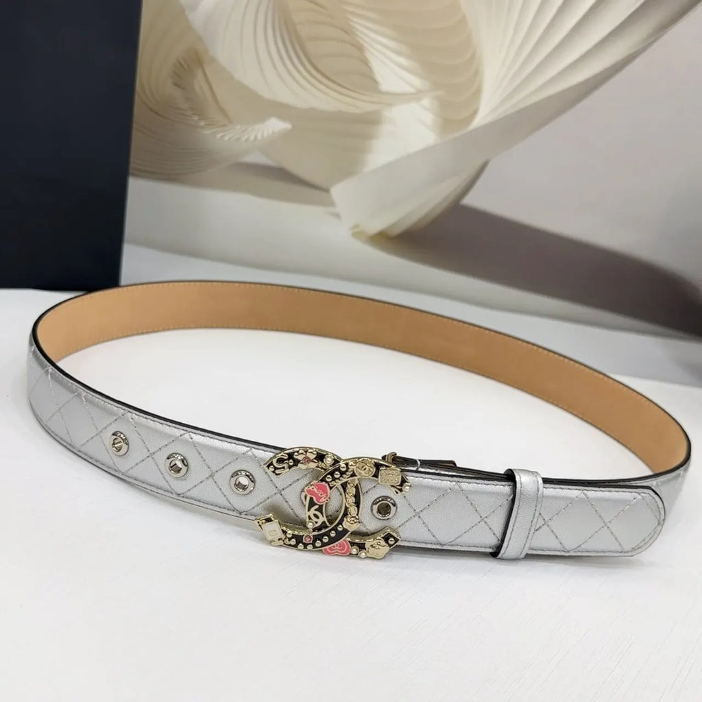 Chanel Silver Quilted Belt