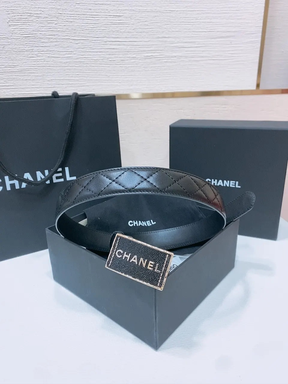 Chanel Quilted Black Belt - Hình 2