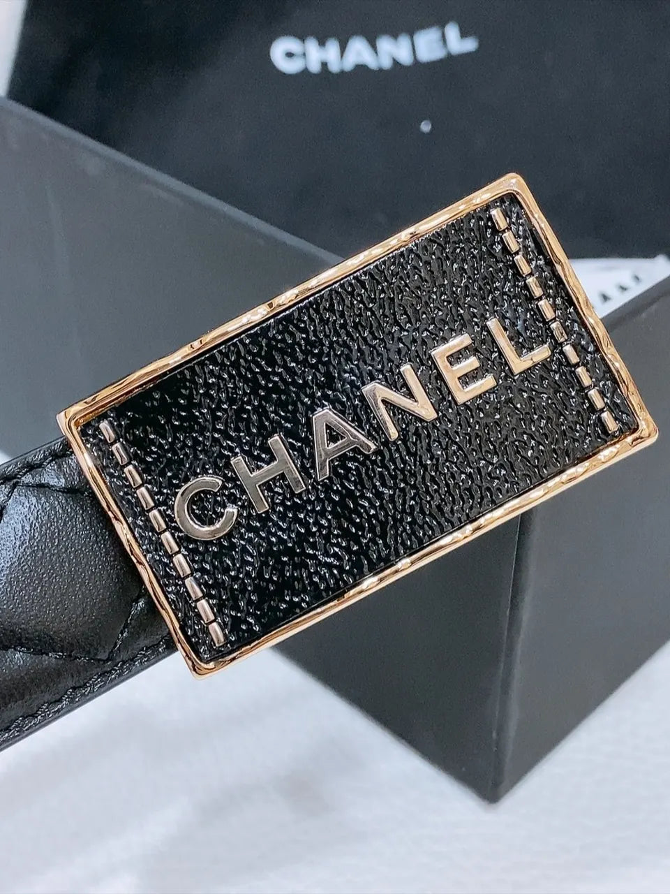 Chanel Quilted Black Belt - Hình 3