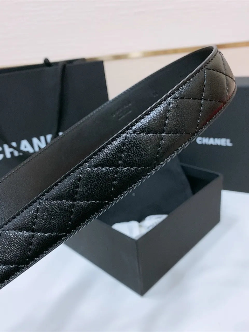 Chanel Quilted Black Belt - Hình 4