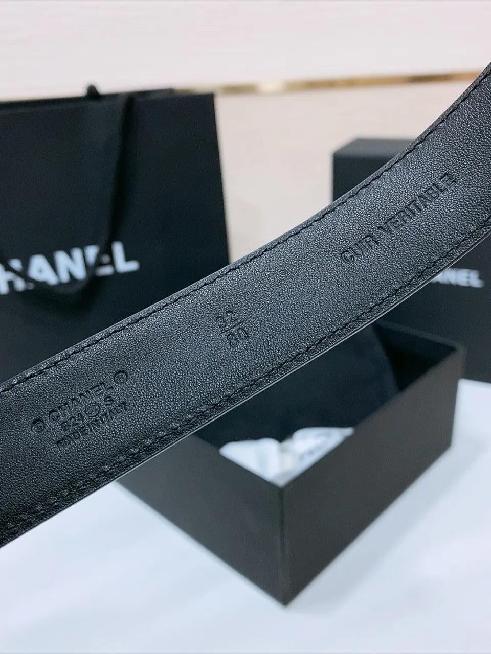 Chanel Quilted Black Belt - Hình 5