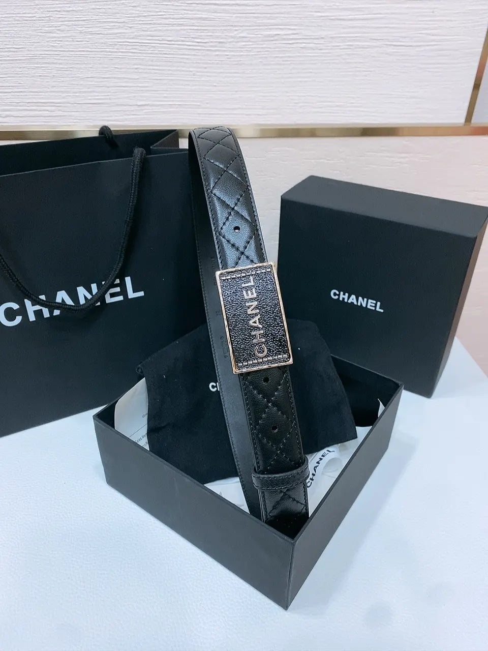 Chanel Quilted Black Belt - Hình 6