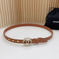 rhinestone Chanel Tan Leather Belt