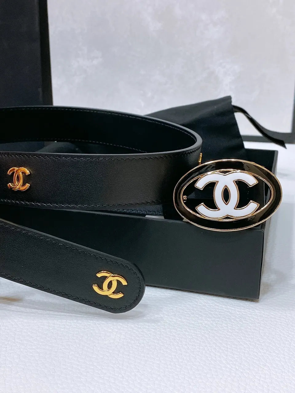 Chanel Gold CC Oval Belt - Hình 4
