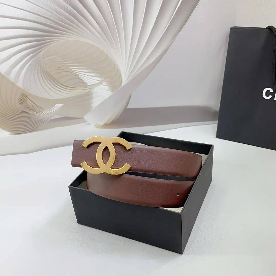 Chanel Brown Leather Belt - Hình 2