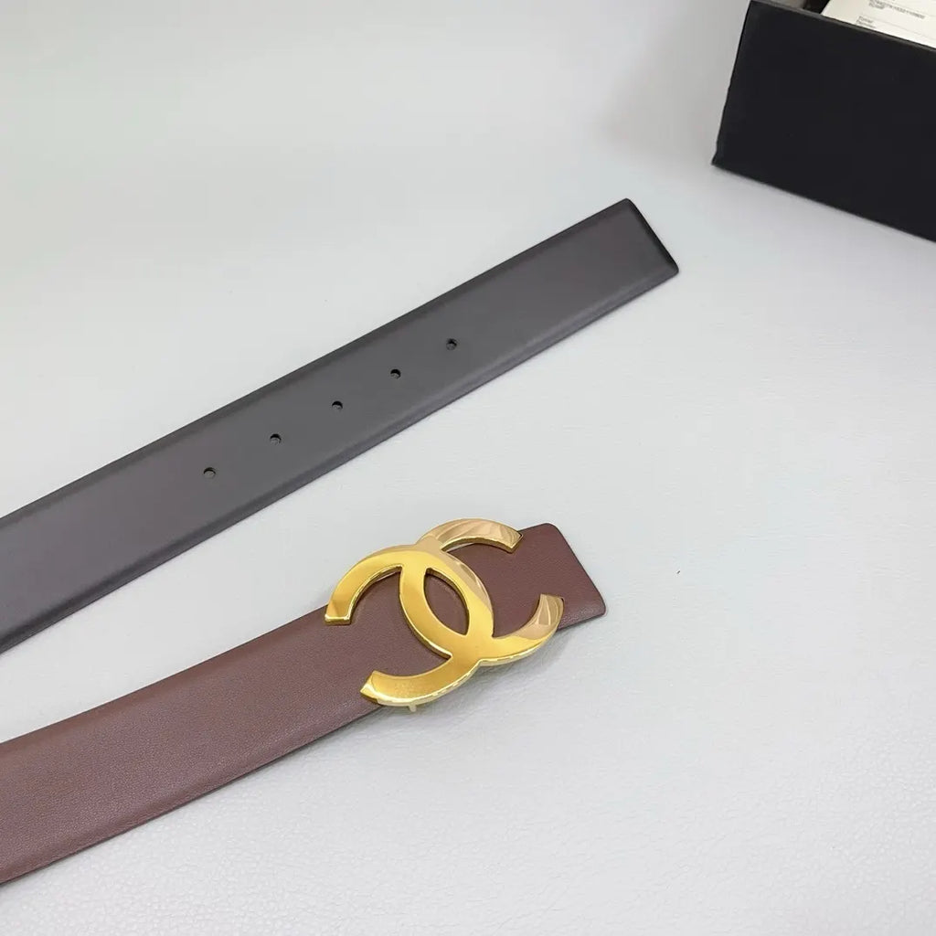 Chanel Brown Leather Belt - Hình 3