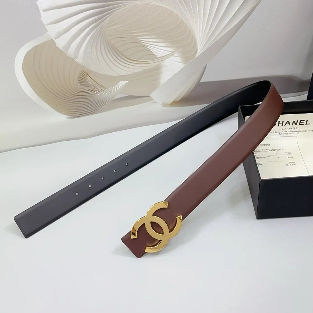 Chanel Brown Leather Belt - Hình 4