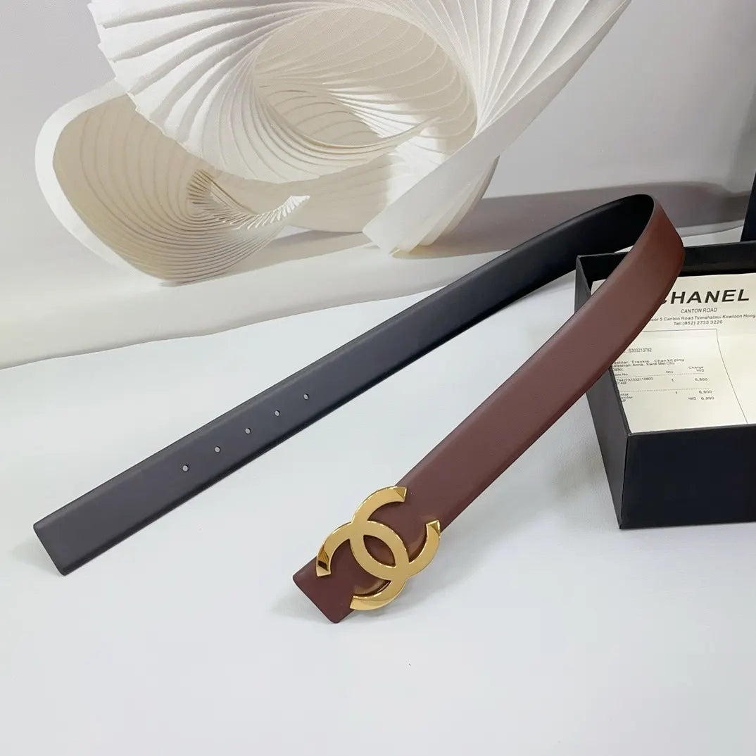 Chanel Brown Leather Belt - Hình 4