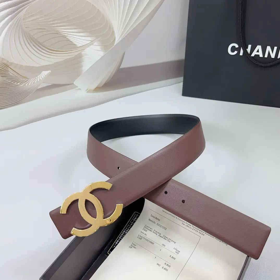 Chanel Brown Leather Belt - Hình 5