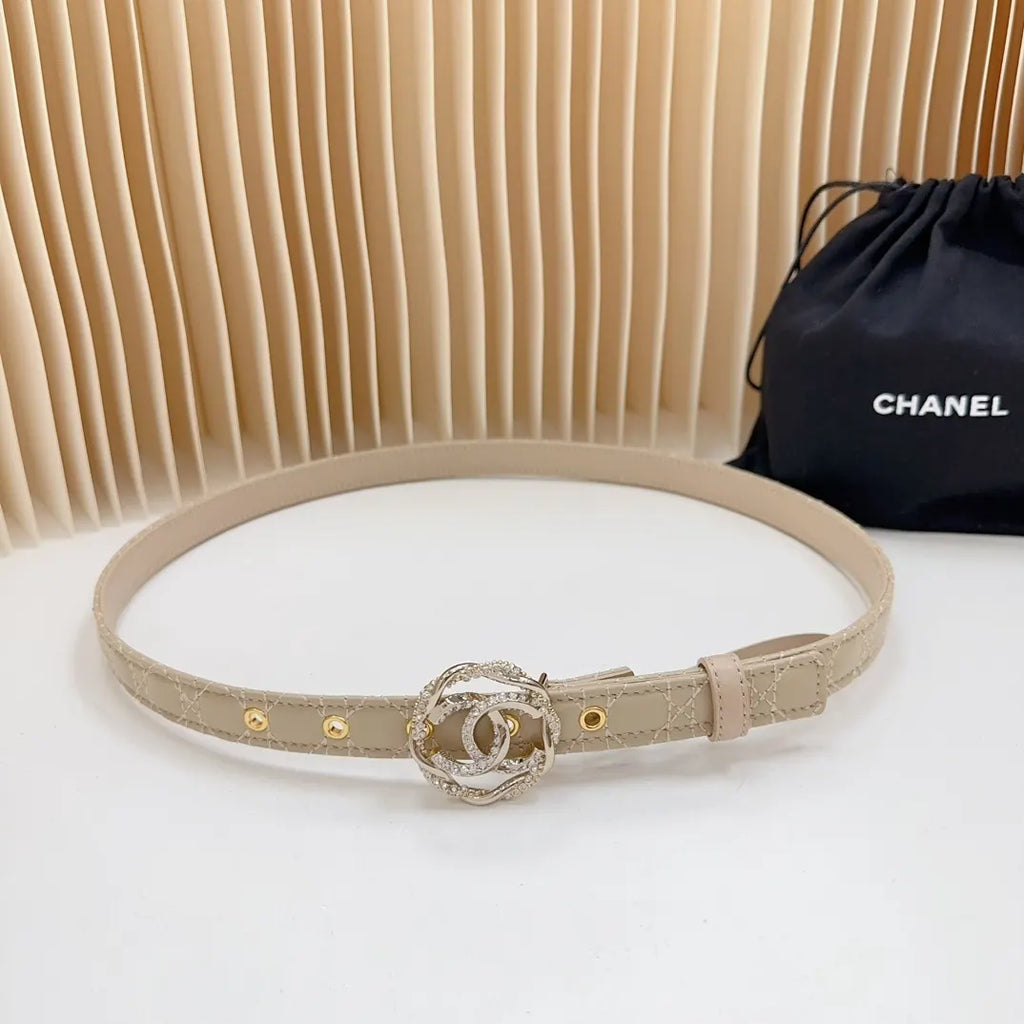 Chanel Beige Quilted Leather Belt