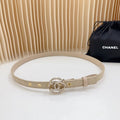 Chanel Beige Quilted Leather Belt