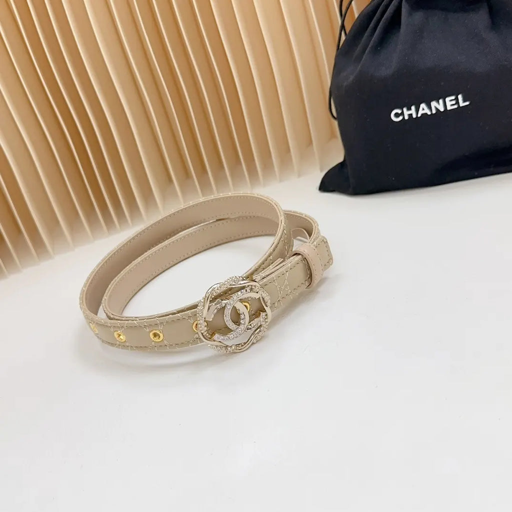 Chanel Beige Quilted Leather Belt - Hình 2