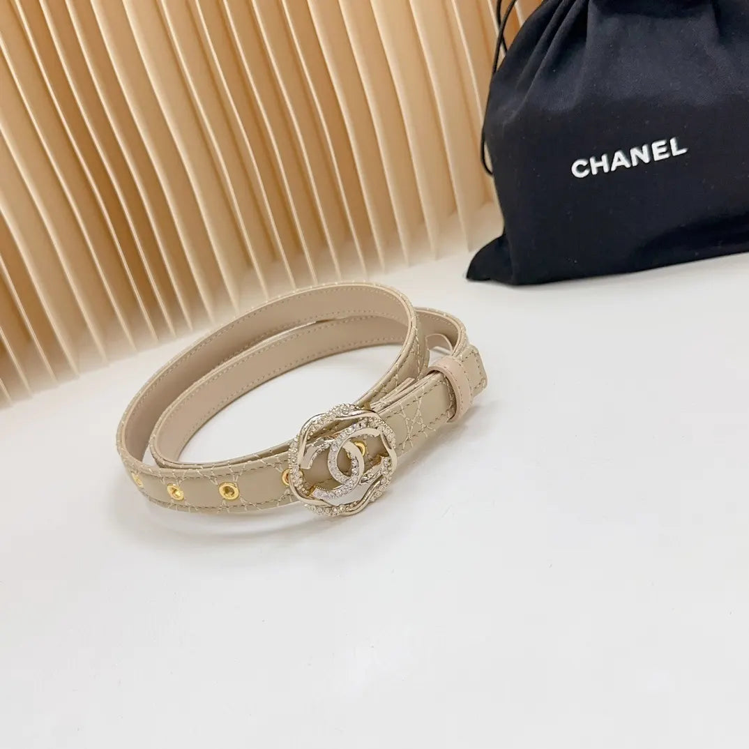 Chanel Beige Quilted Leather Belt - Hình 2