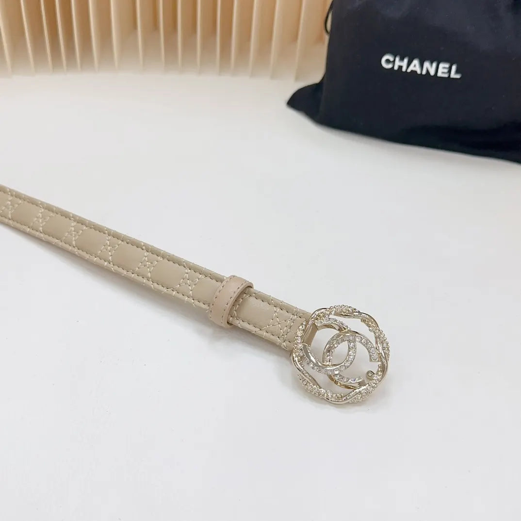 Chanel Beige Quilted Leather Belt - Hình 3