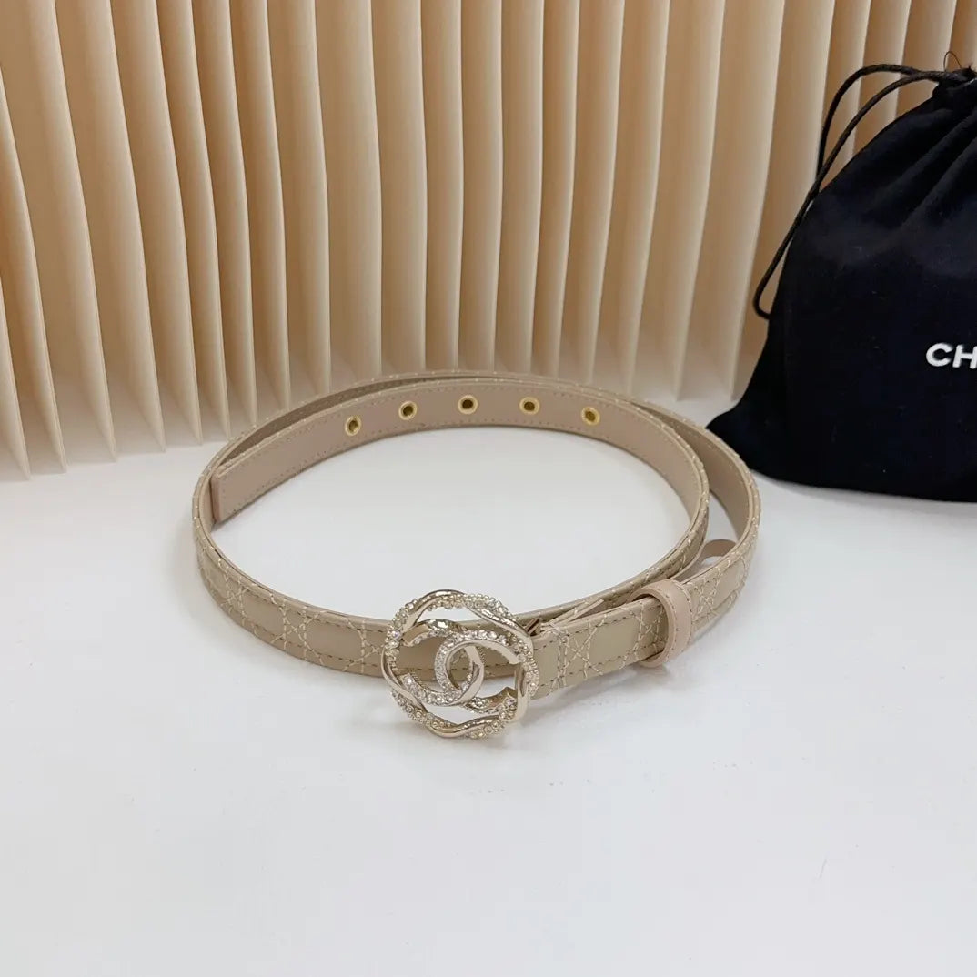 Chanel Beige Quilted Leather Belt - Hình 6