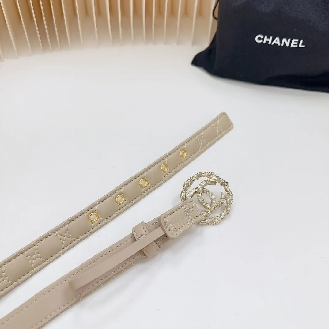 Chanel Beige Quilted Leather Belt - Hình 9
