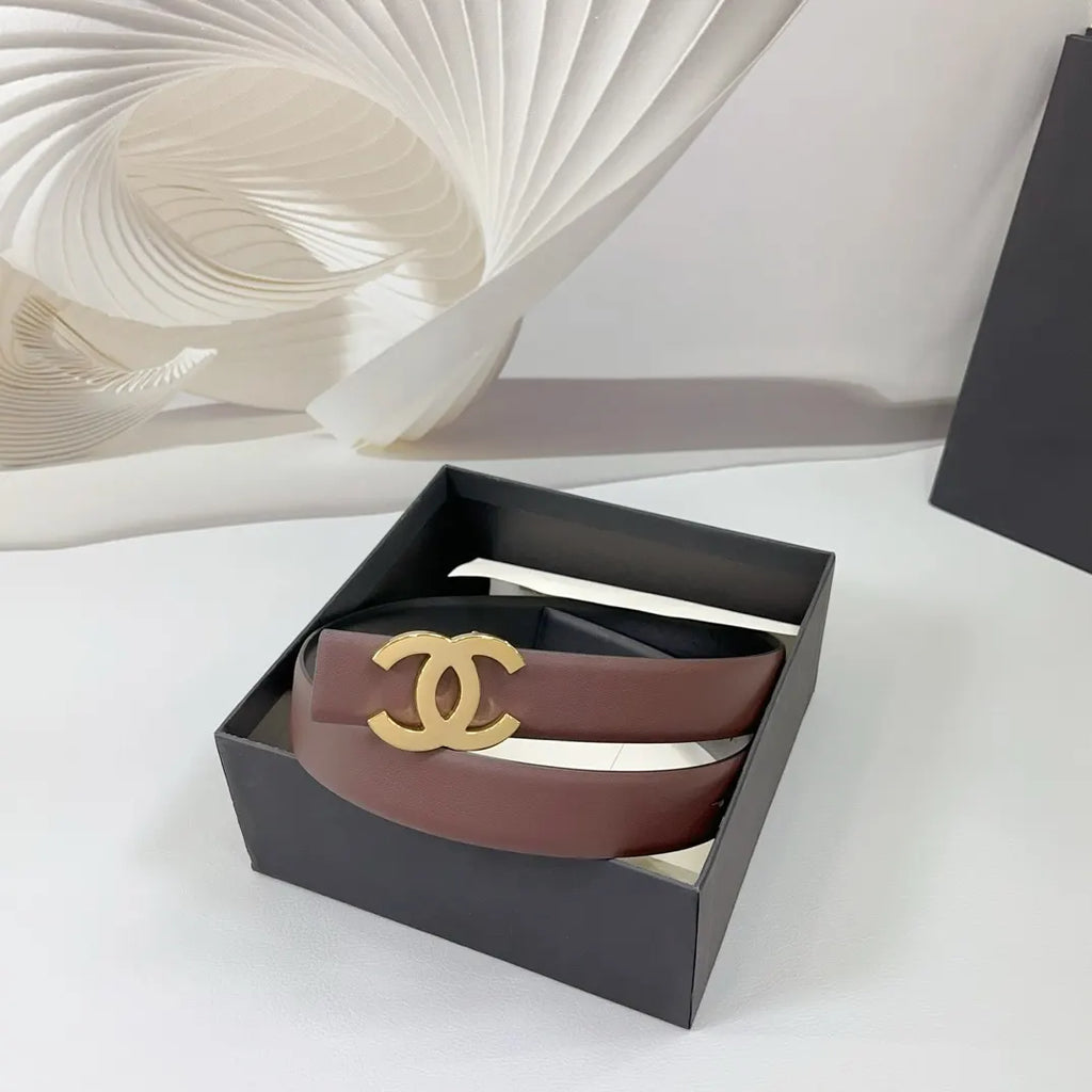 Chanel Brown Leather Belt - Hình 2