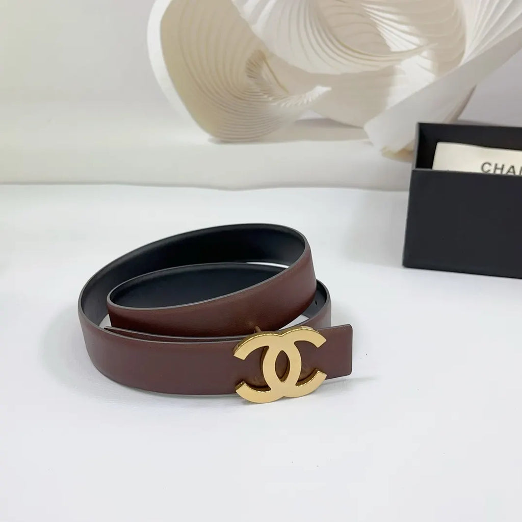 Chanel Brown Leather Belt - Hình 3