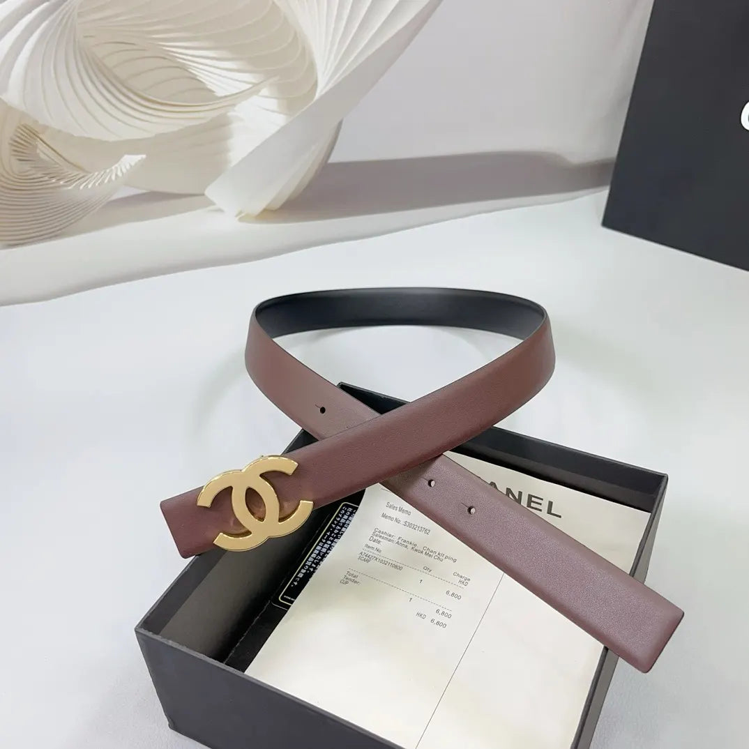 Chanel Brown Leather Belt - Hình 6
