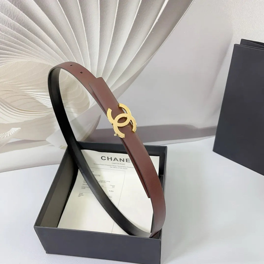 Chanel Burgundy Leather Belt gold