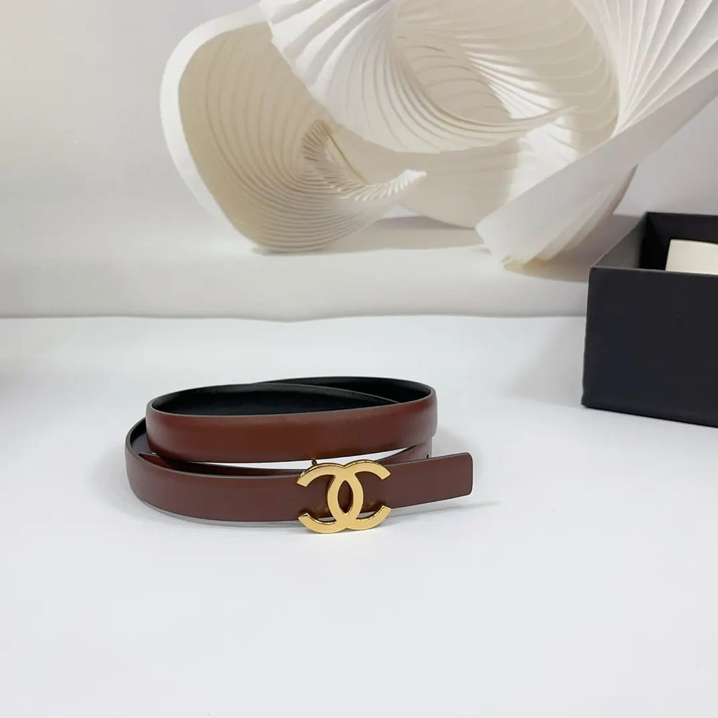 Chanel Burgundy Leather Belt gold - Hình 3