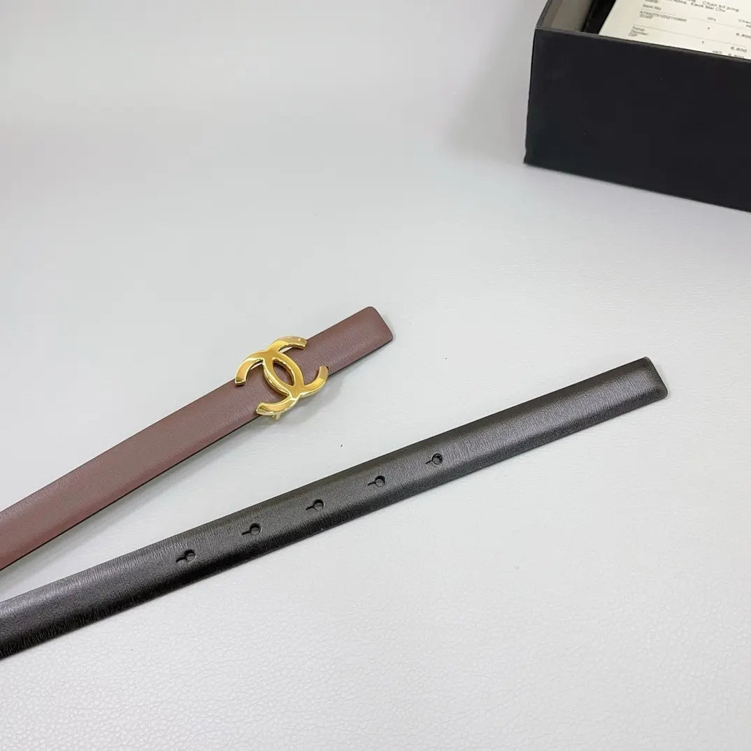 Chanel Burgundy Leather Belt gold - Hình 4