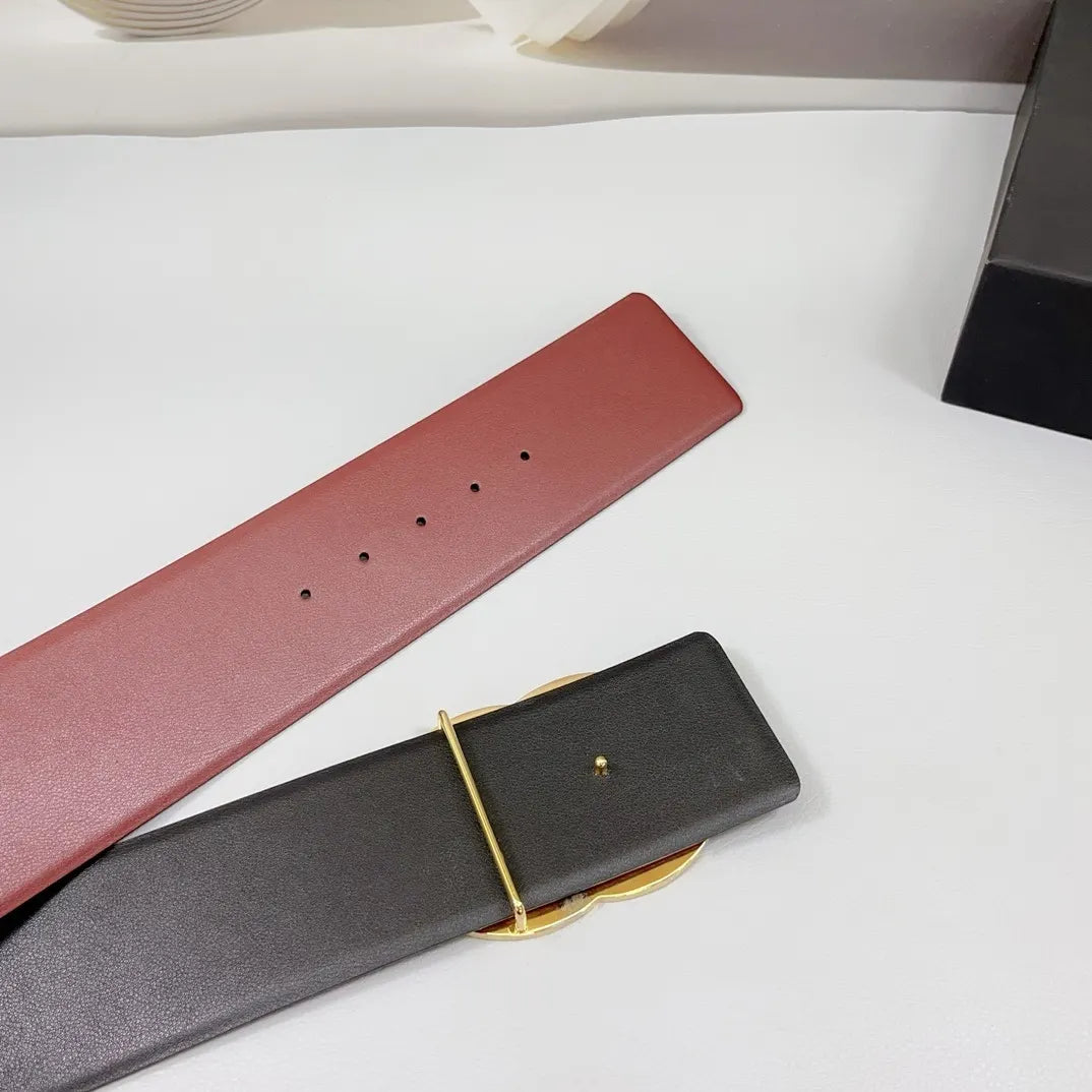 gold Chanel Burgundy Leather Belt - Hình 5