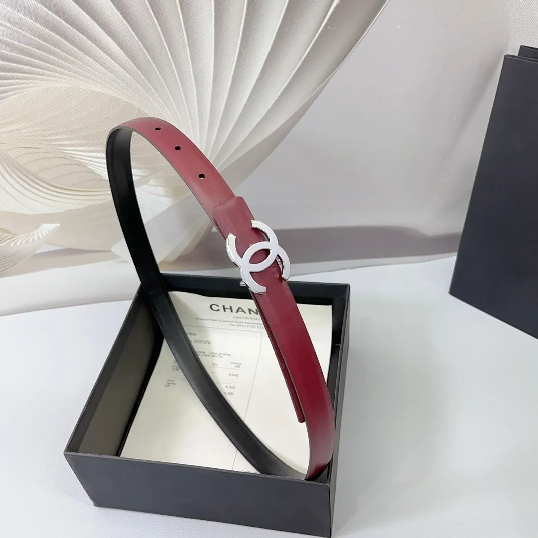 Chanel Burgundy Skinny Belt