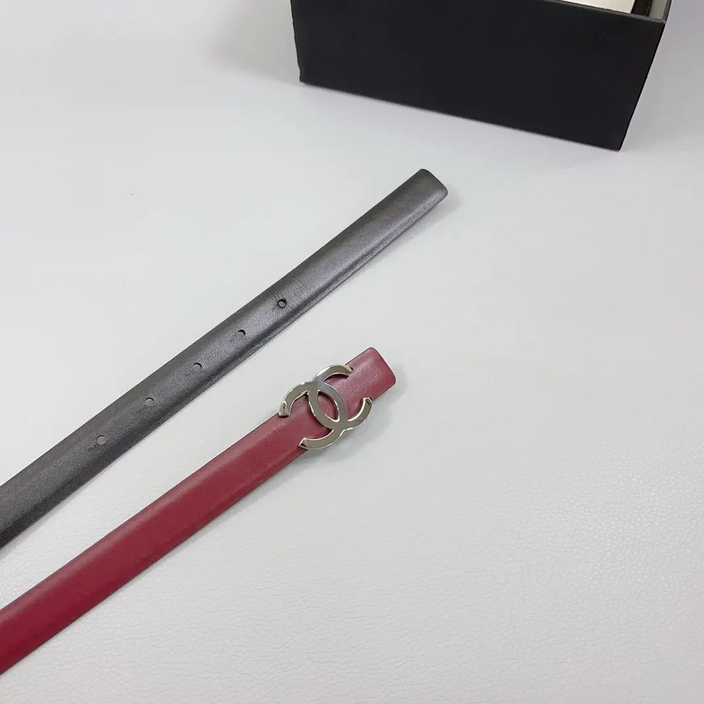 Chanel Burgundy Skinny Belt - Hình 4