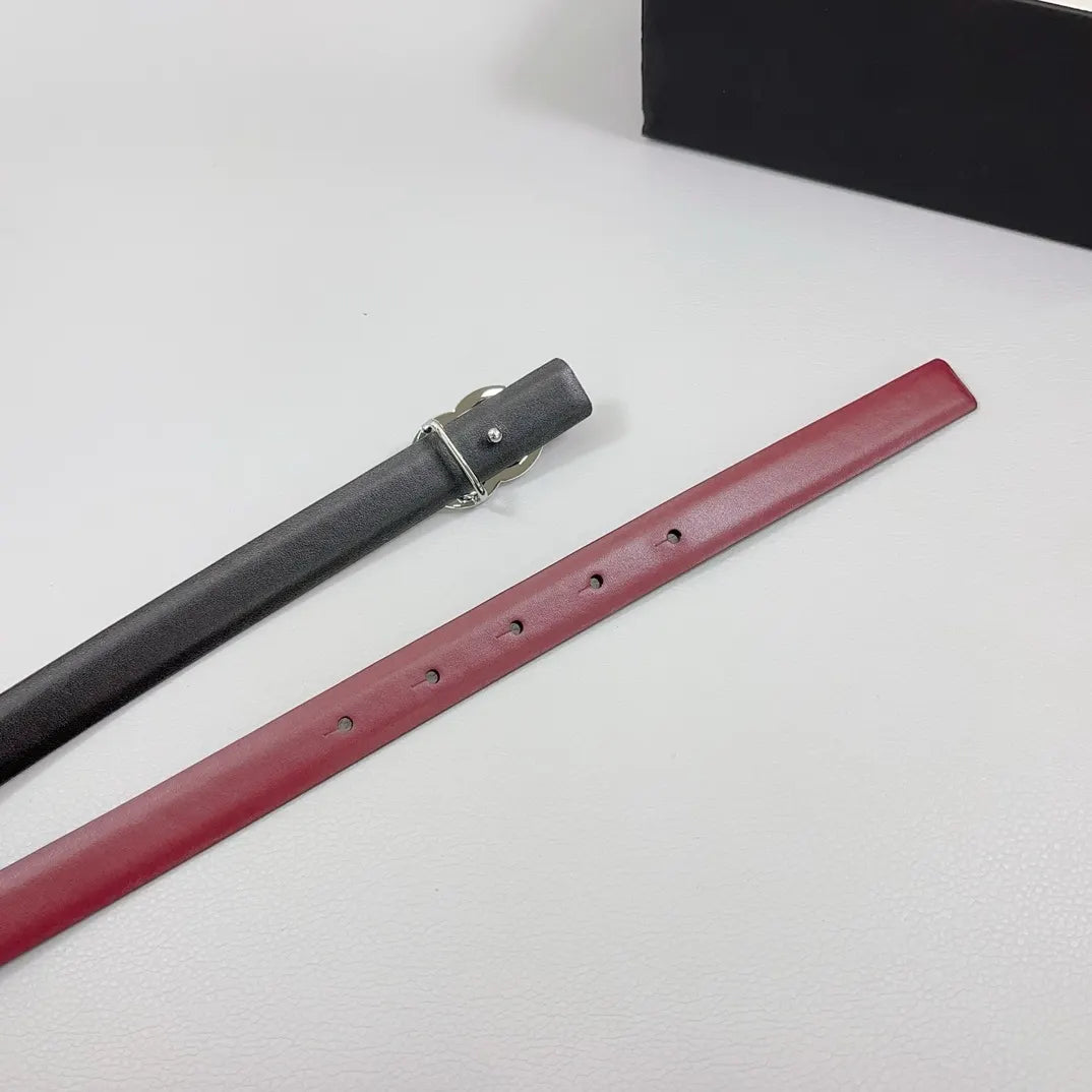 Chanel Burgundy Skinny Belt - Hình 5
