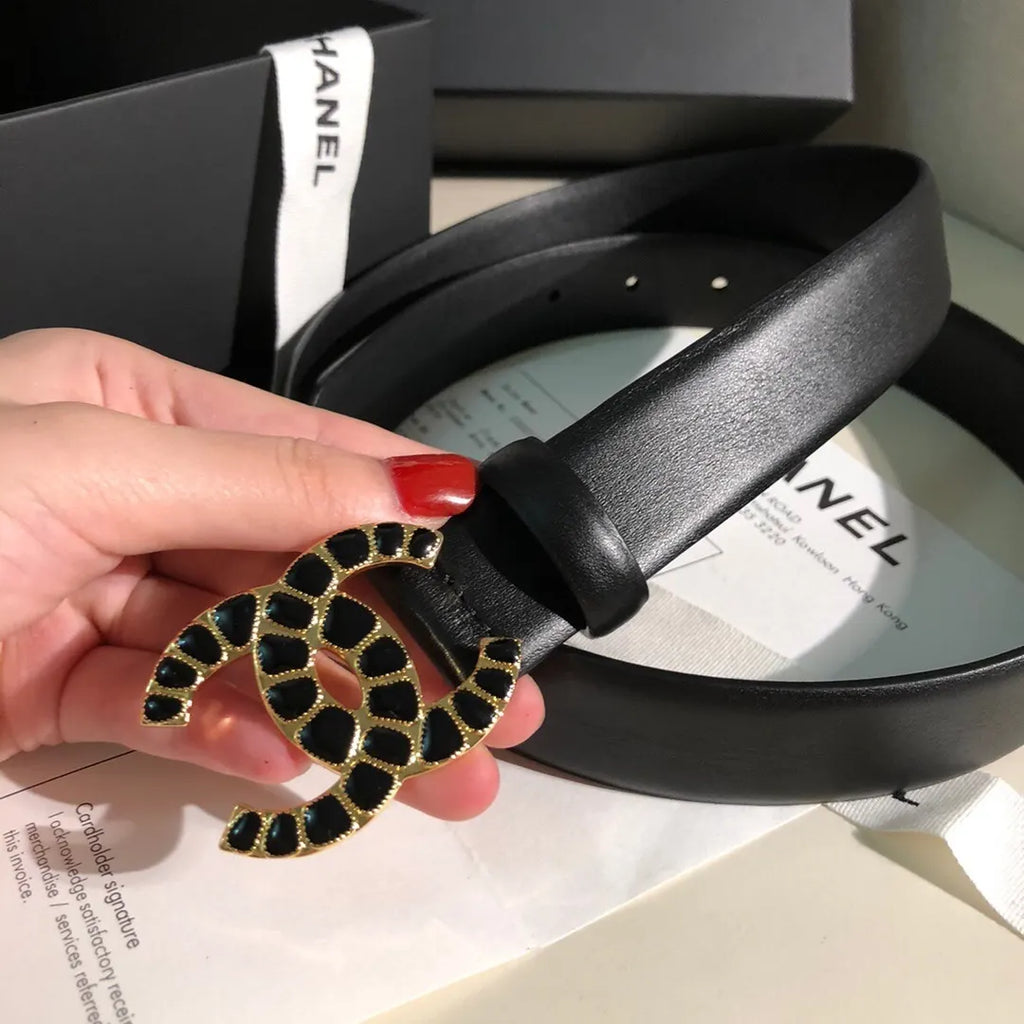 Chanel Black CC Buckle Belt - Hình 2