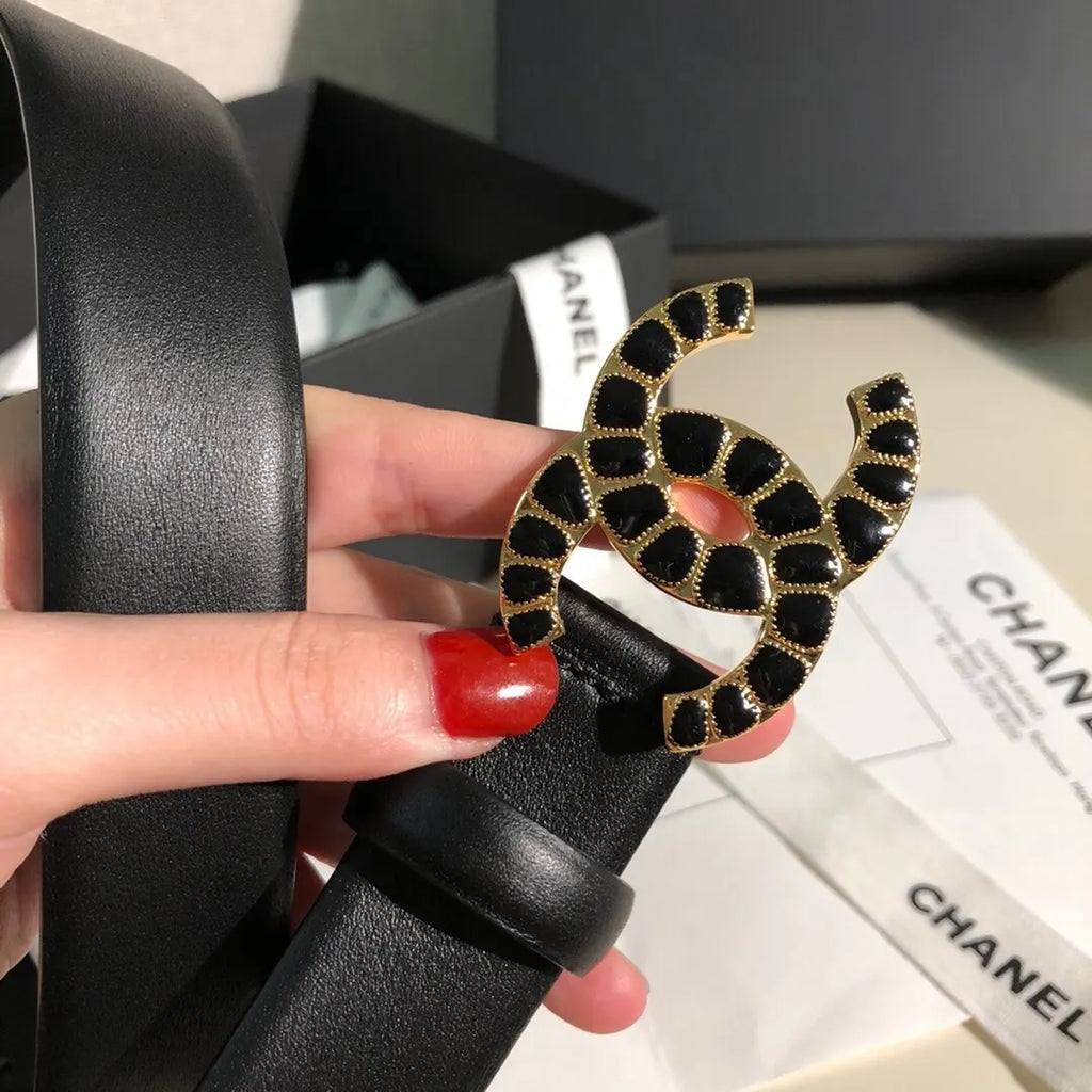 Chanel Black CC Buckle Belt - Hình 3