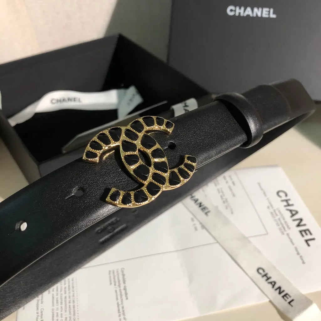 Chanel Black CC Buckle Belt - Hình 4