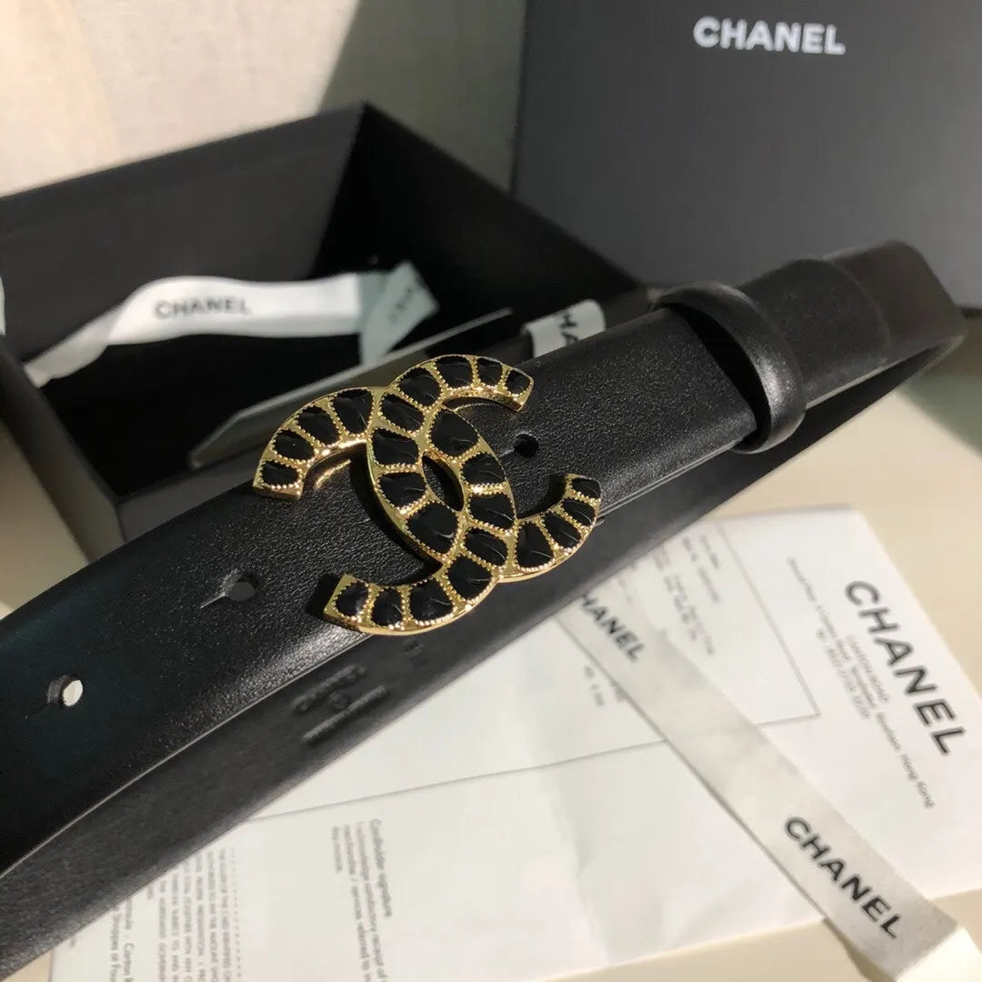Chanel Black CC Buckle Belt - Hình 4