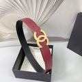 Chanel Burgundy Leather Belt gold