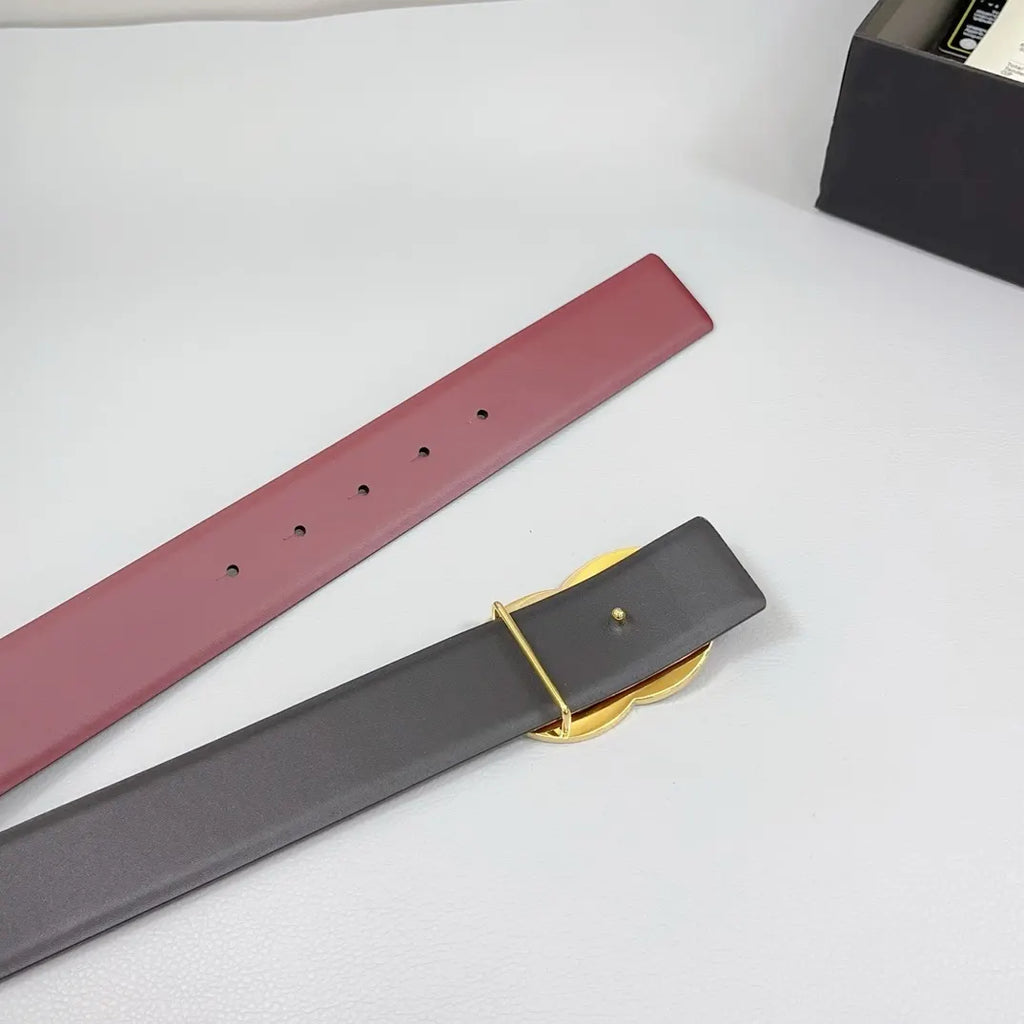 Chanel Burgundy Leather Belt gold - Hình 5