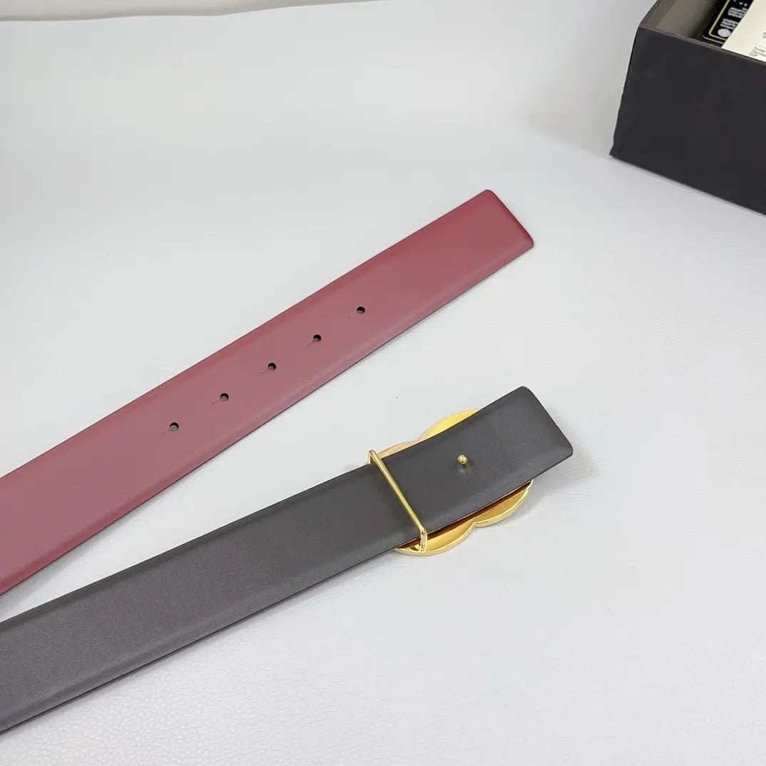 Chanel Burgundy Leather Belt gold - Hình 5