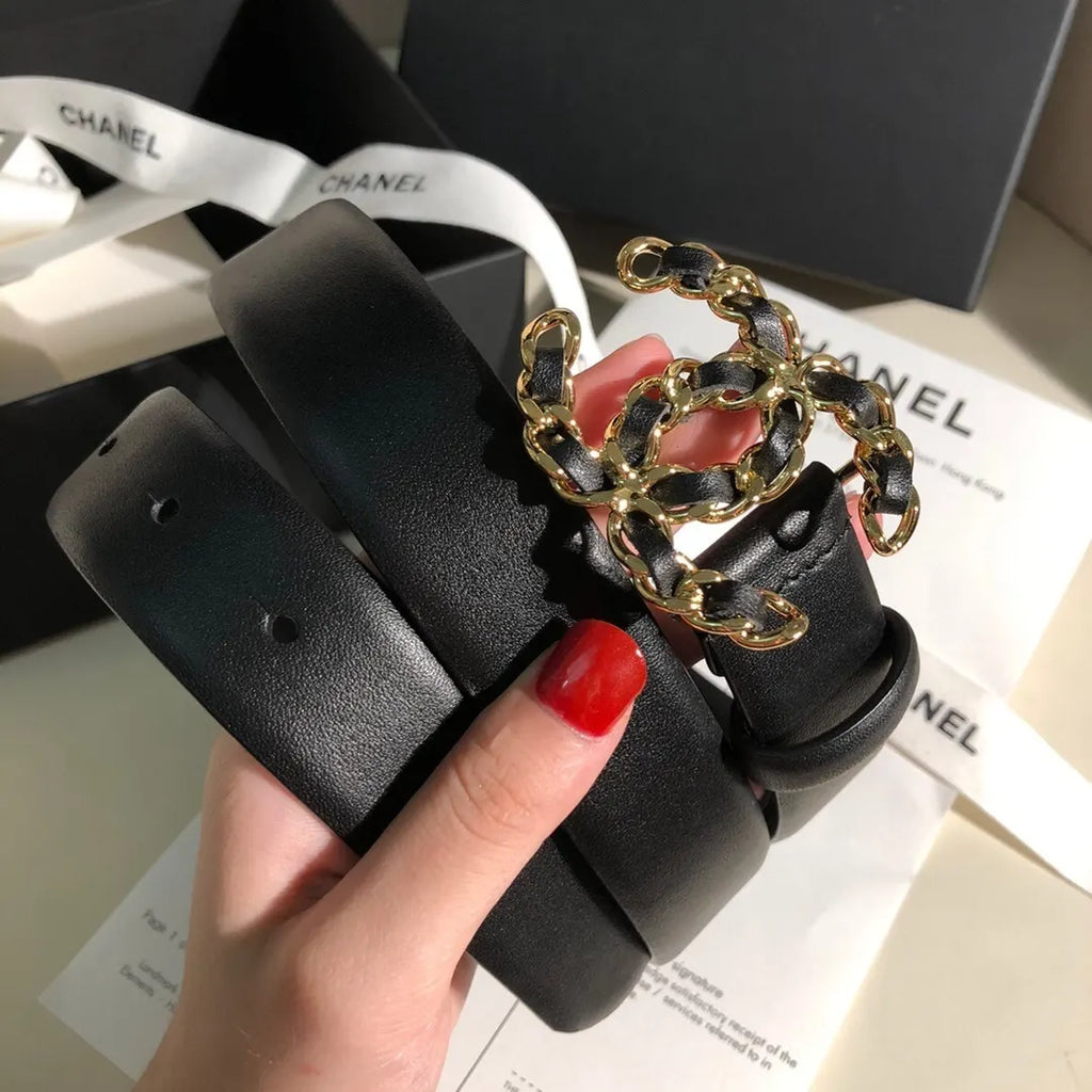 Chanel Chain CC Leather Belt - Hình 2