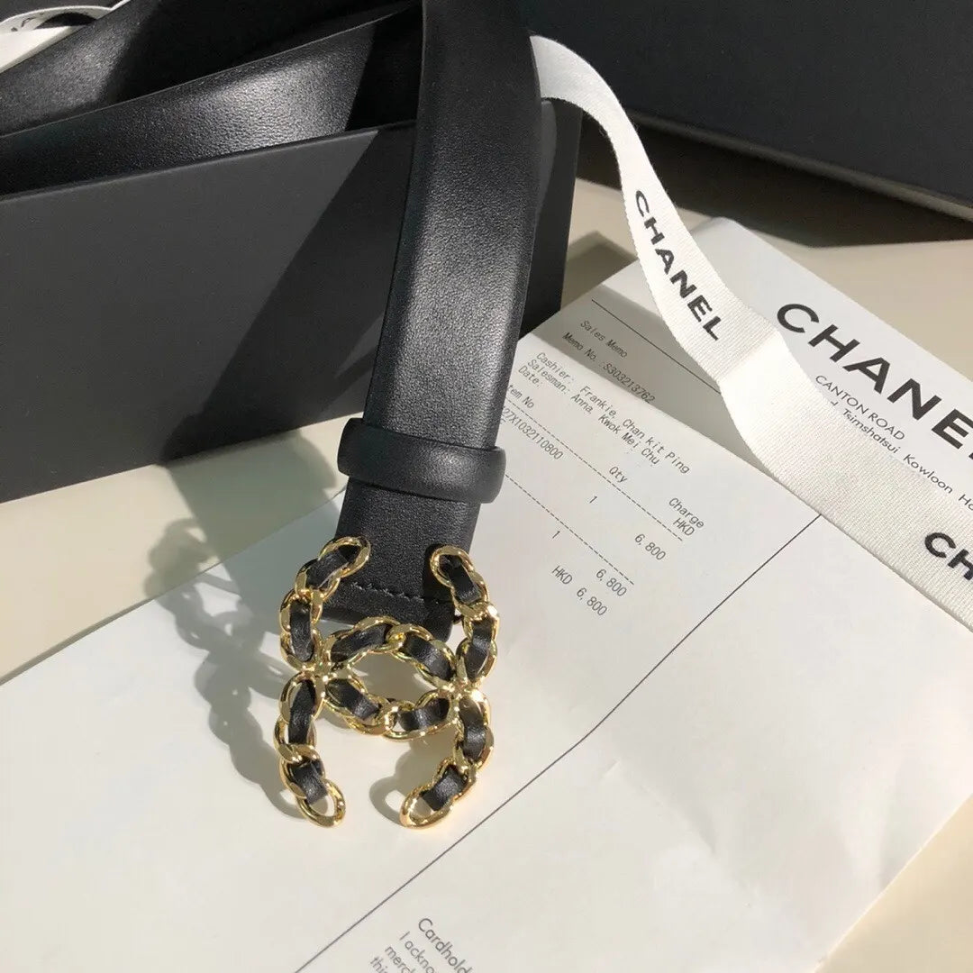 Chanel Chain CC Leather Belt - Hình 3