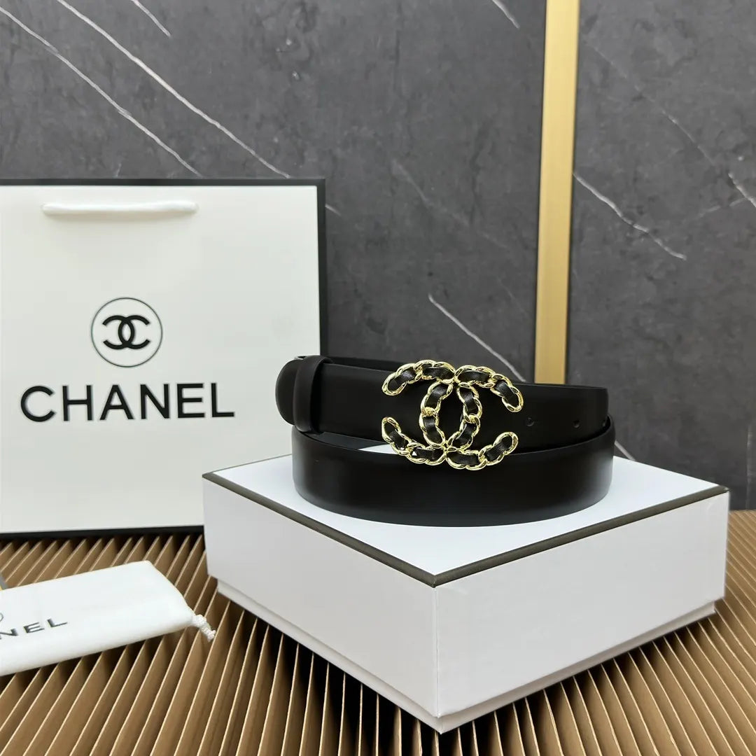 Chanel Chain CC Black Belt