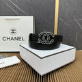 classic Chanel Black Leather Chain Belt