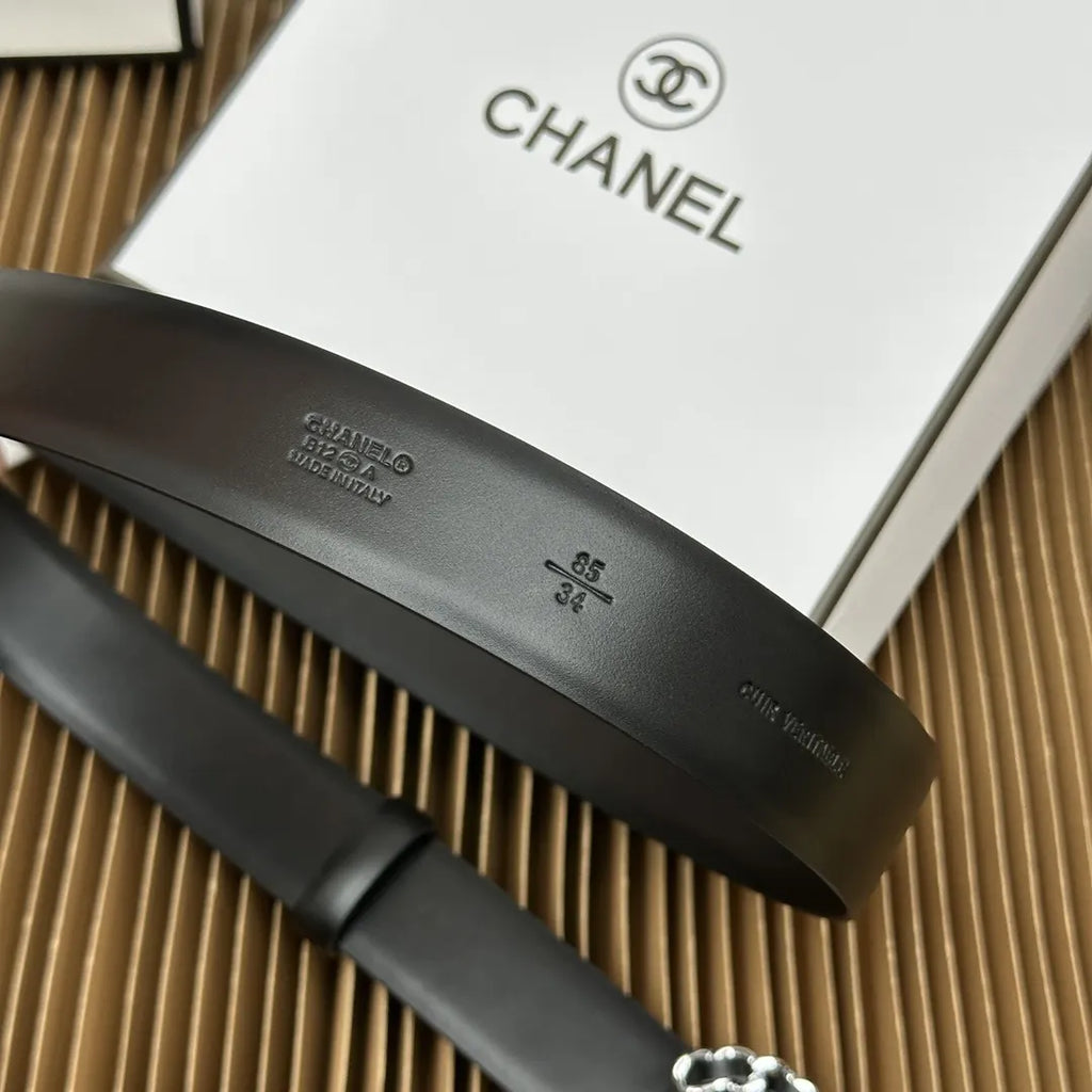 classic Chanel Black Leather Chain Belt - Hình 7