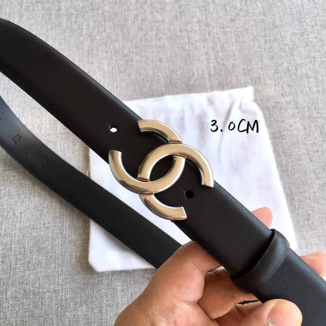 Chanel Black Leather CC Belt