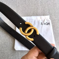 Chanel Black Leather Gold CC Belt